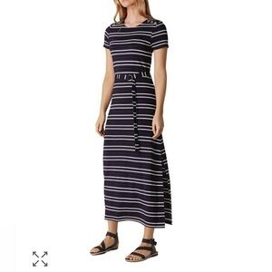 Karen Millen Navy and White Striped Maxi Dress